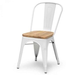 Stuhl "Tolix Style Wood" Stahl weiß